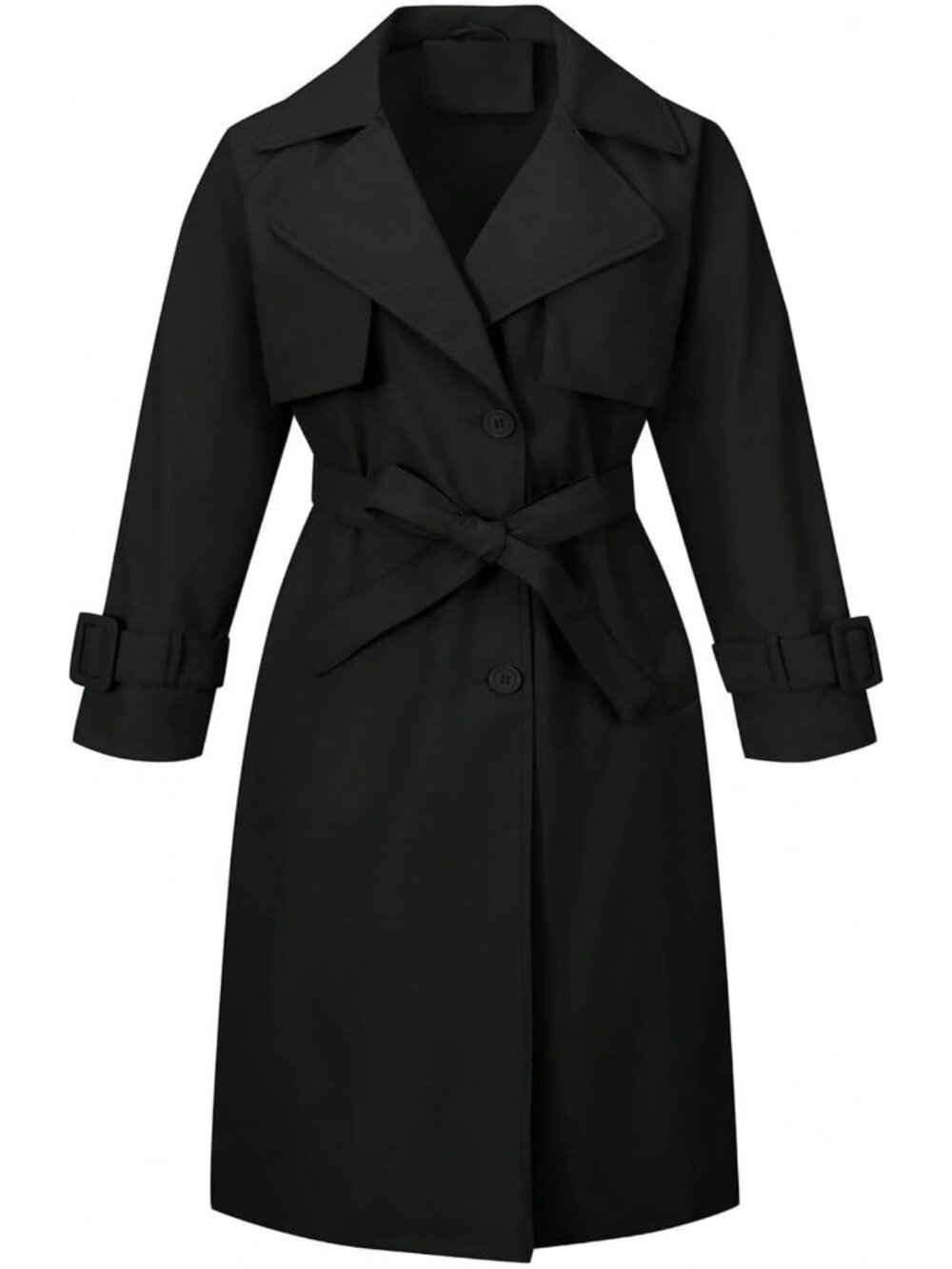 Classic Long Windproof Trench Coat with Belted Waist for Women - Stylish